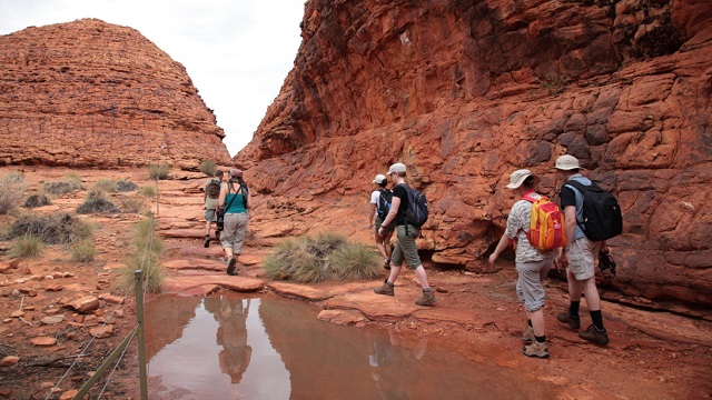 Kings Canyon, Australia - November, 02 2008: Kings Canyon Walk in Kings Canyon National Park