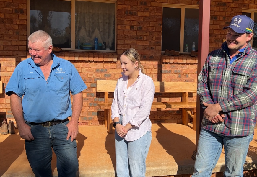Peter, Lily and Todd McCarten at the McCarten family farmhouse
