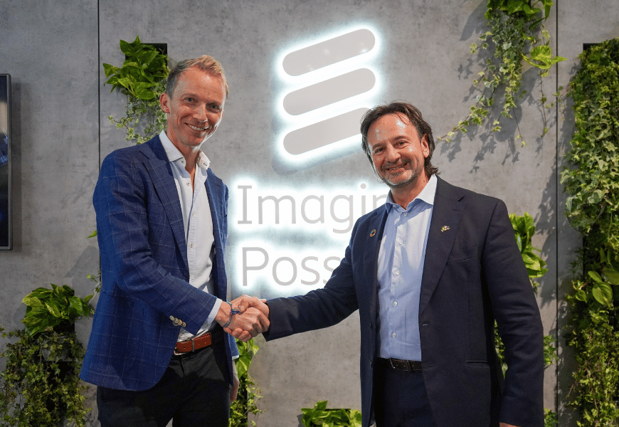 nbn's Jason Ashton, Executive General Manager, Fixed Wireless and Satellite with Emilio Romeo, Head of Ericsson Australia and New Zealand