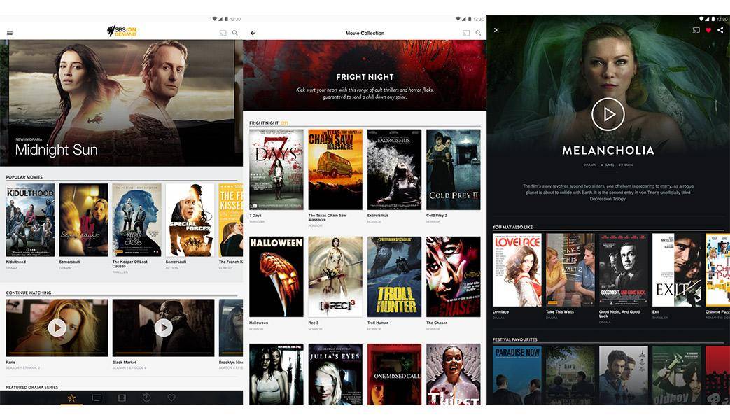 screenshot of SBS On Demand homepage showing titles available to watch
